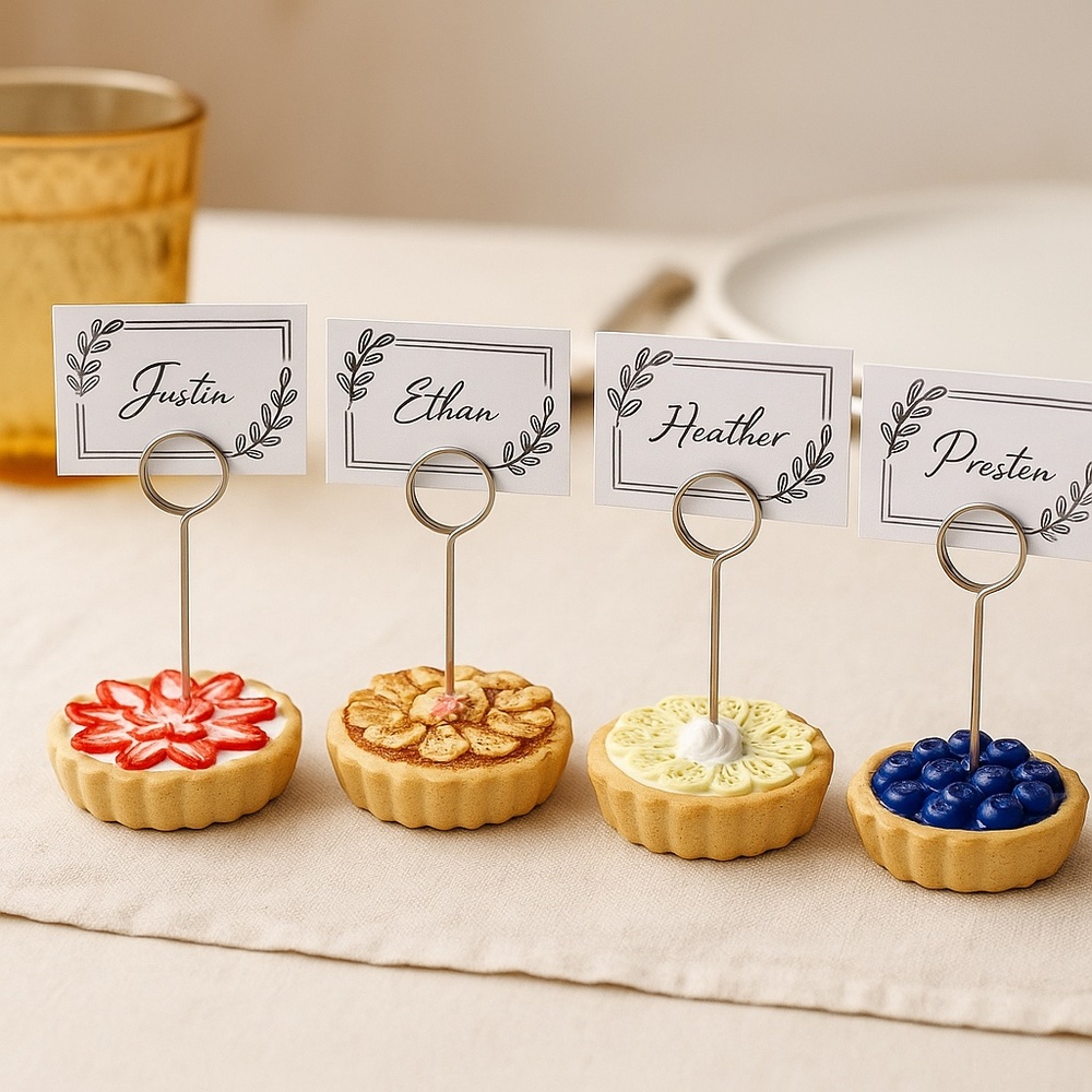 Fruit Tart Place Card Holders - Set of 4 - Apple, Banana, Blueberry, Strawberry